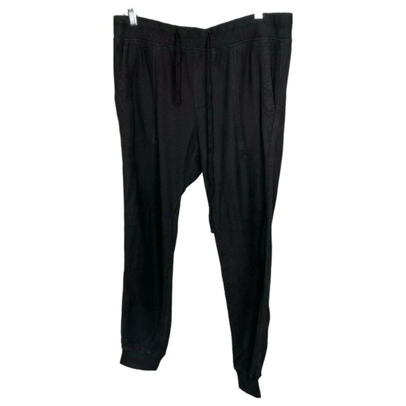 James Perse Mixed Media Jersey Pants Joggers Black Megan Markle L $245 - Picture 1 of 5